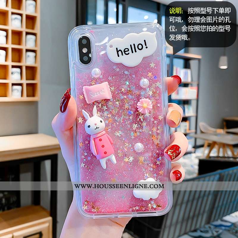 Coque iPhone Xs Dessin Animé Liquide Étui Lapin Téléphone Portable Violet Enfant