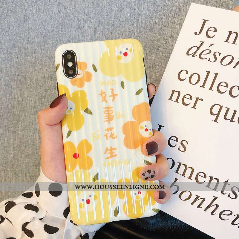 Coque iPhone Xs Fluide Doux Silicone Tendance Tout Compris Jaune Étui