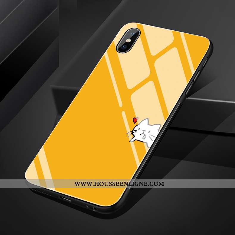 Coque iPhone Xs Max Créatif Dessin Animé Mignonne Jaune Miroir Étui