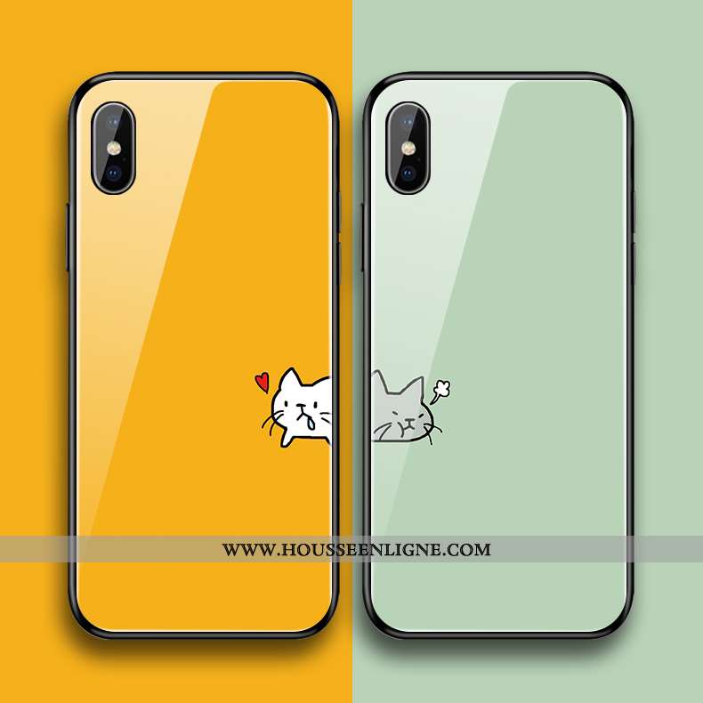 Coque iPhone Xs Max Créatif Dessin Animé Mignonne Jaune Miroir Étui