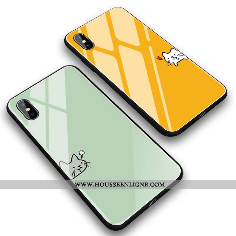 Coque iPhone Xs Max Créatif Dessin Animé Mignonne Jaune Miroir Étui