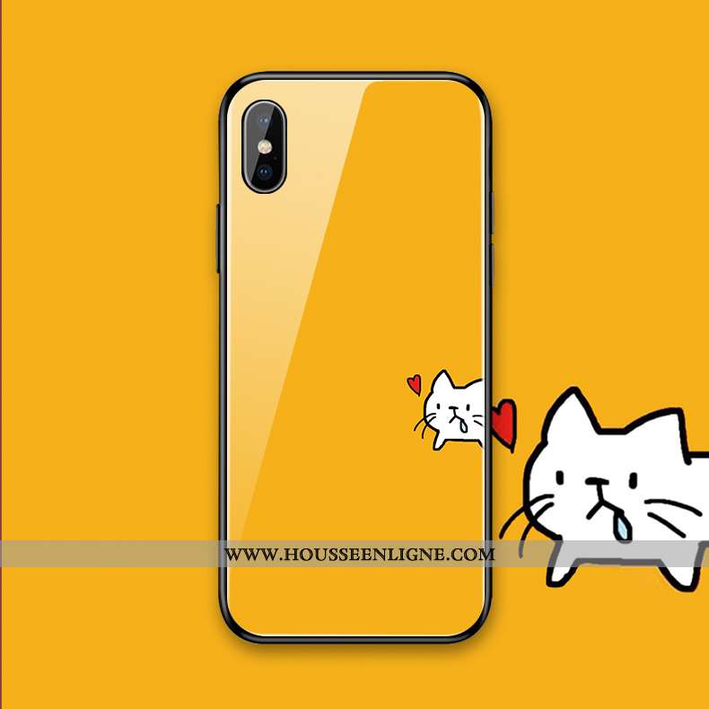 Coque iPhone Xs Max Créatif Dessin Animé Mignonne Jaune Miroir Étui