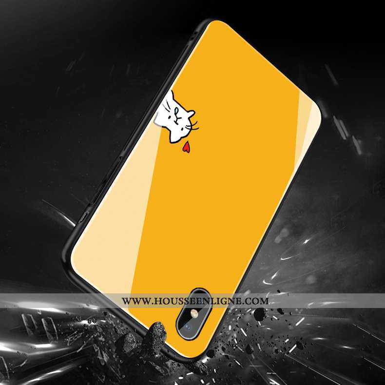 Coque iPhone Xs Max Créatif Dessin Animé Mignonne Jaune Miroir Étui