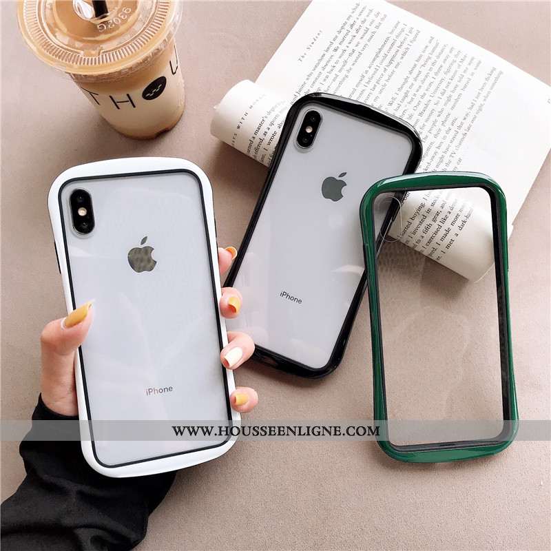Coque iPhone Xs Max Créatif Fluide Doux Incassable Étui Protection Transparent Vert Verte