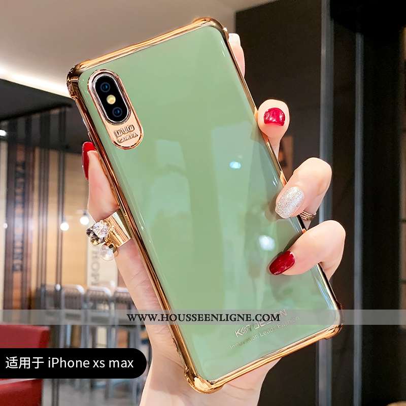 Coque iPhone Xs Max Fluide Doux Silicone Clair Téléphone Portable Personnalité Luxe Verte