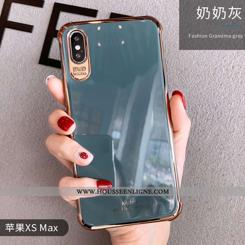 Coque iPhone Xs Max Fluide Doux Silicone Clair Téléphone Portable Personnalité Luxe Verte