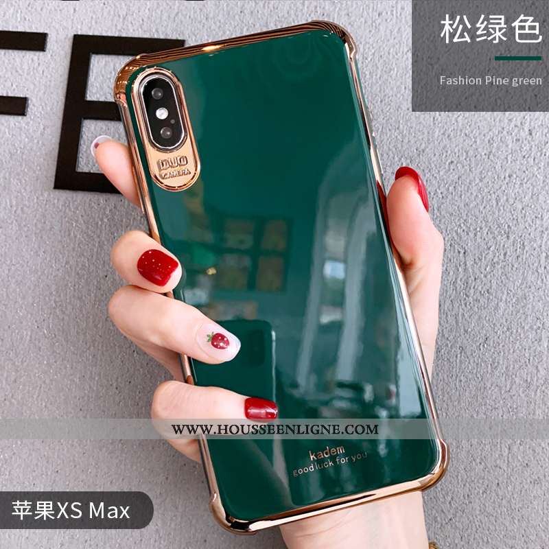 Coque iPhone Xs Max Fluide Doux Silicone Clair Téléphone Portable Personnalité Luxe Verte