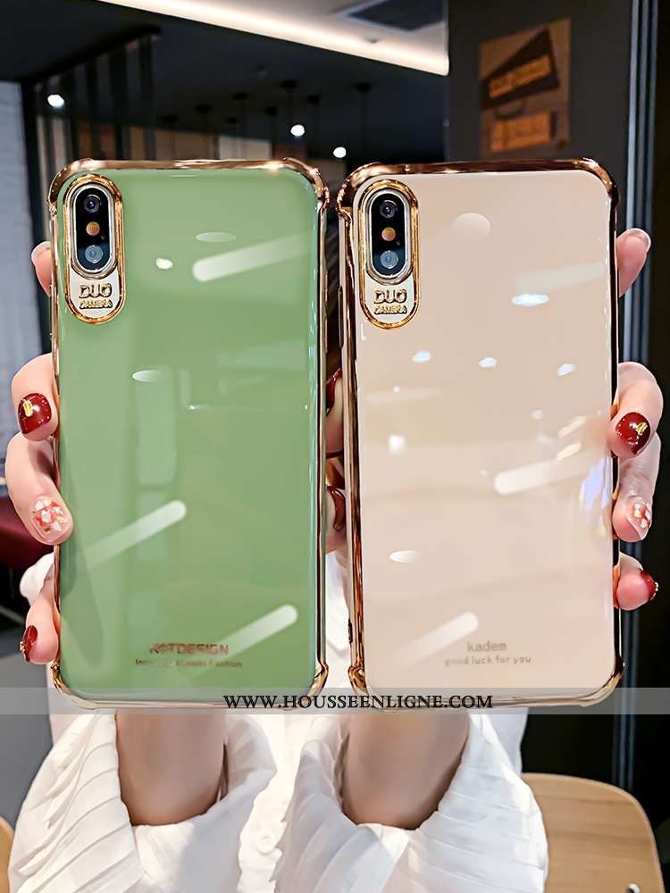 Coque iPhone Xs Max Fluide Doux Silicone Clair Téléphone Portable Personnalité Luxe Verte