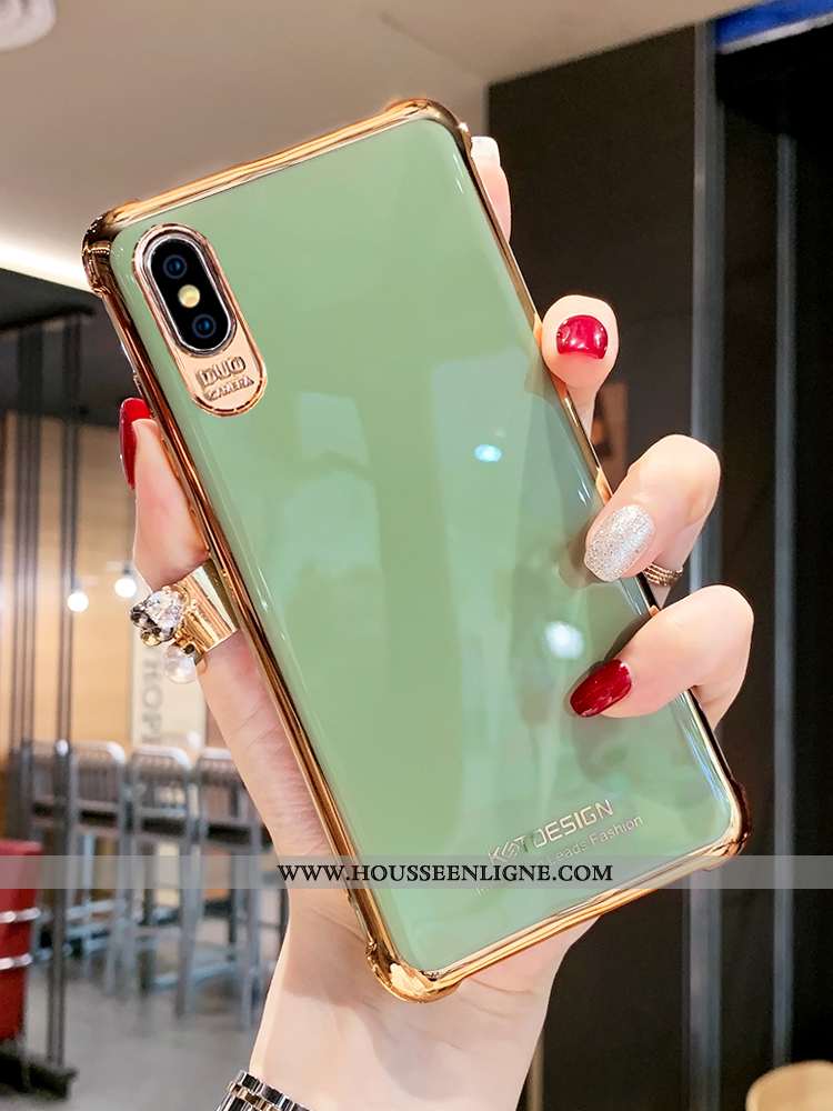 Coque iPhone Xs Max Fluide Doux Silicone Clair Téléphone Portable Personnalité Luxe Verte