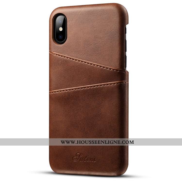 Coque iPhone Xs Max Portefeuille Cuir Créatif Fluide Doux Incassable Téléphone Portable Bovins Marro