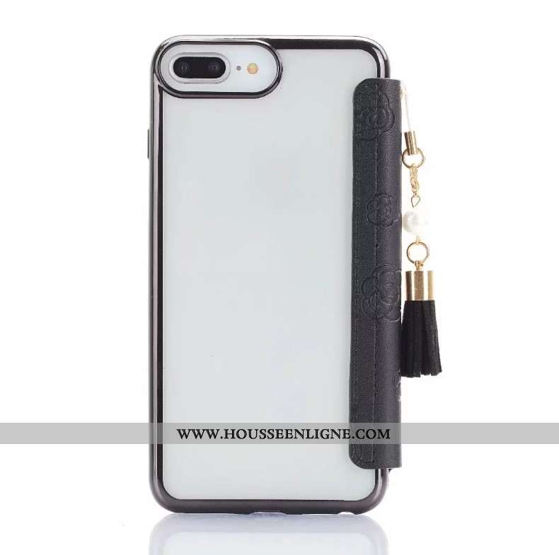 Coque iPhone Xs Max Tendance Cuir À Franges Téléphone Portable Noir Étui