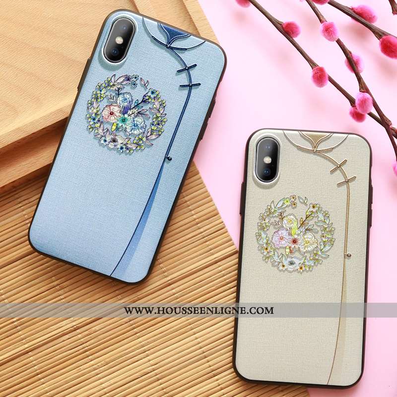 Coque iPhone Xs Max Ultra Légère Bleu Étui Tout Compris À Franges Personnalité