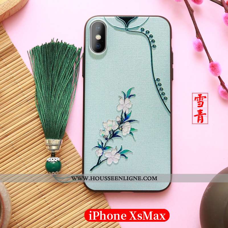 Coque iPhone Xs Max Ultra Légère Bleu Étui Tout Compris À Franges Personnalité