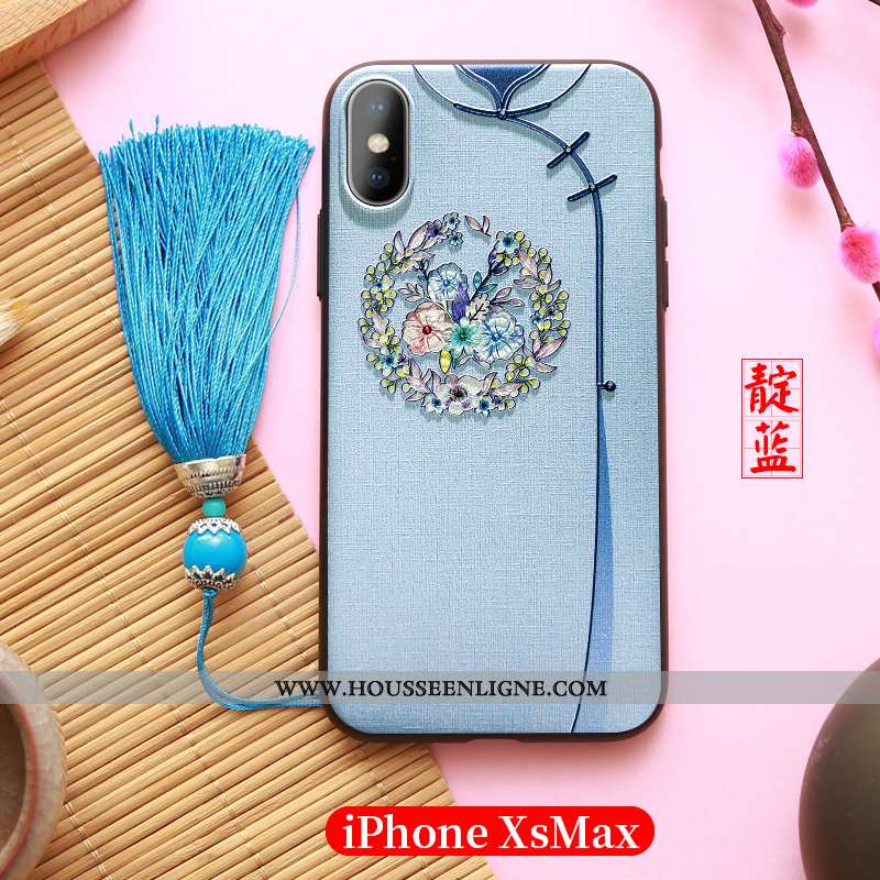 Coque iPhone Xs Max Ultra Légère Bleu Étui Tout Compris À Franges Personnalité