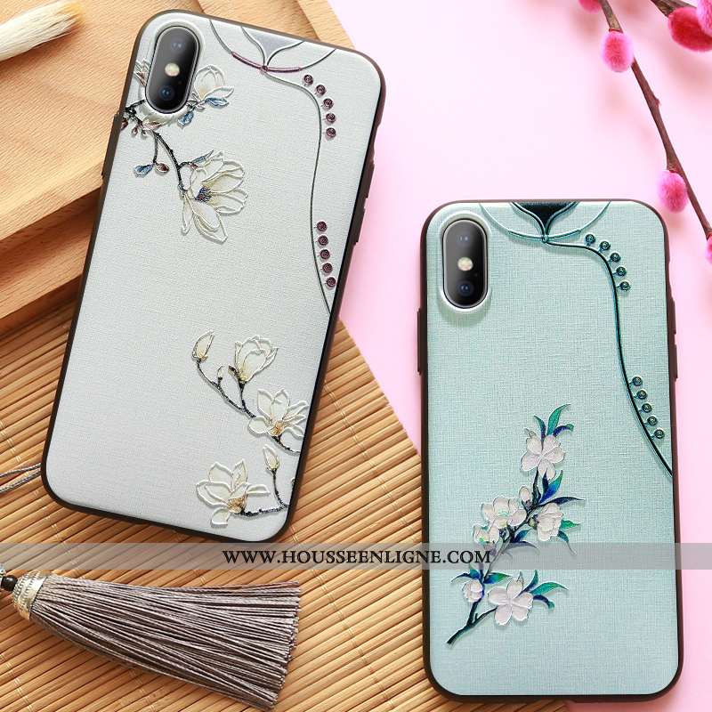 Coque iPhone Xs Max Ultra Légère Bleu Étui Tout Compris À Franges Personnalité