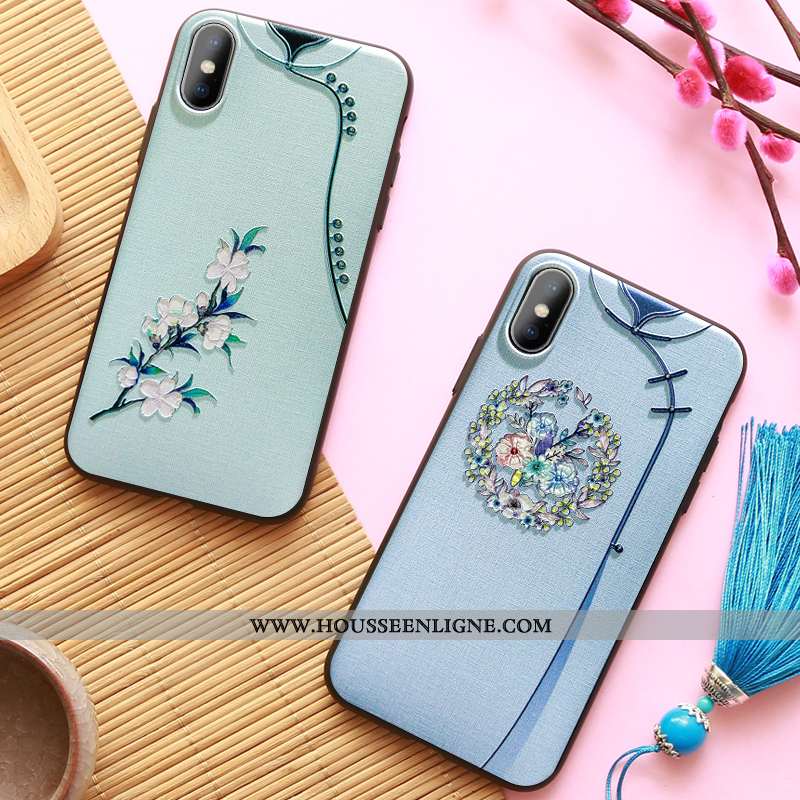 Coque iPhone Xs Max Ultra Légère Bleu Étui Tout Compris À Franges Personnalité