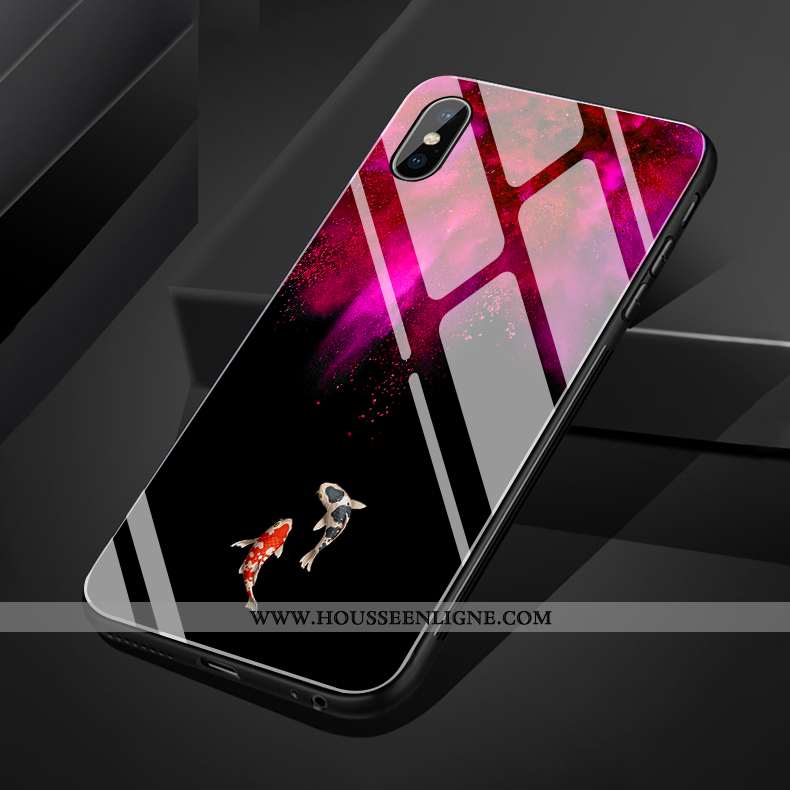 Coque iPhone Xs Max Verre Créatif Petit Miroir Étui Simple Tout Compris Rouge
