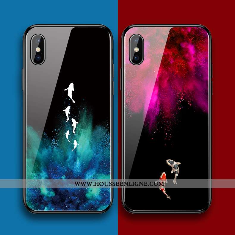 Coque iPhone Xs Max Verre Créatif Petit Miroir Étui Simple Tout Compris Rouge