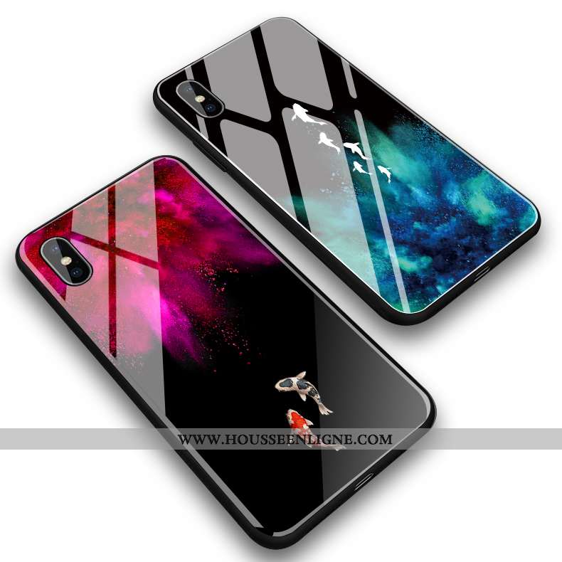 Coque iPhone Xs Max Verre Créatif Petit Miroir Étui Simple Tout Compris Rouge