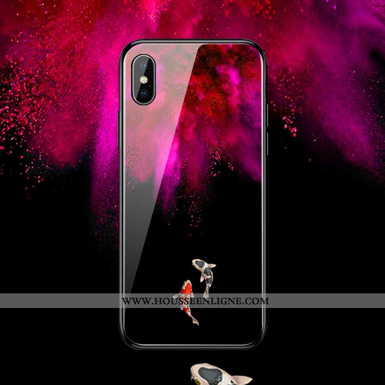 Coque iPhone Xs Max Verre Créatif Petit Miroir Étui Simple Tout Compris Rouge