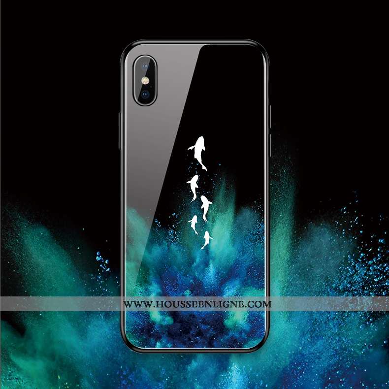 Coque iPhone Xs Max Verre Créatif Petit Miroir Étui Simple Tout Compris Rouge