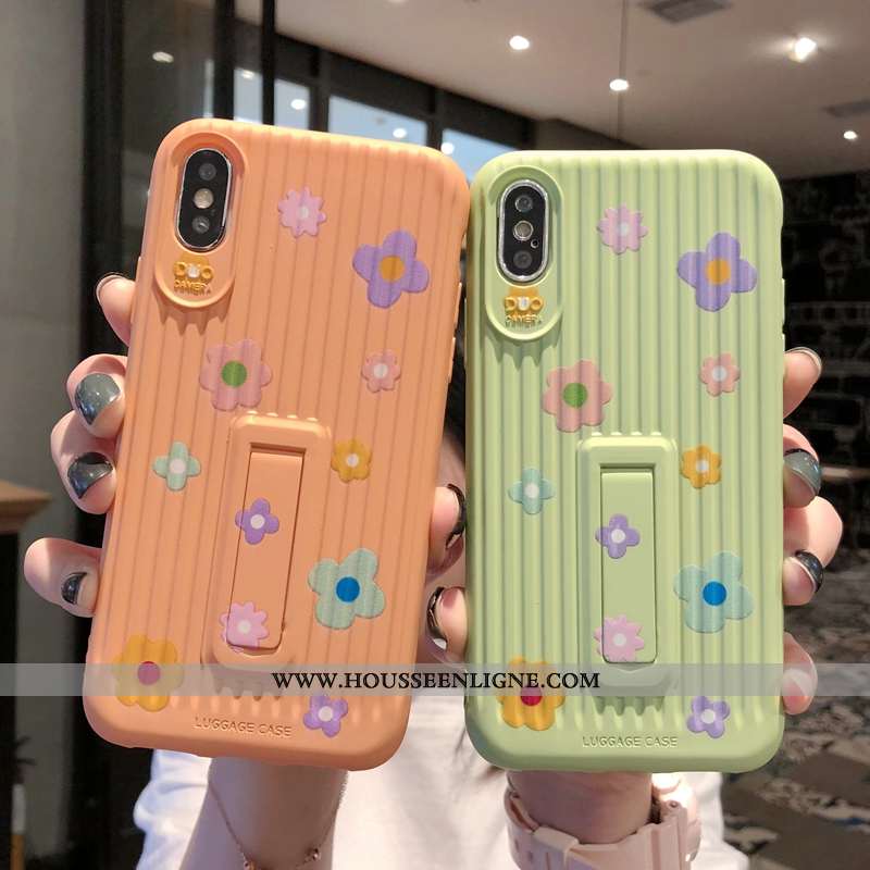 Coque iPhone Xs Modèle Fleurie Fluide Doux Support Incassable Dimensionnel Vert Créatif Verte