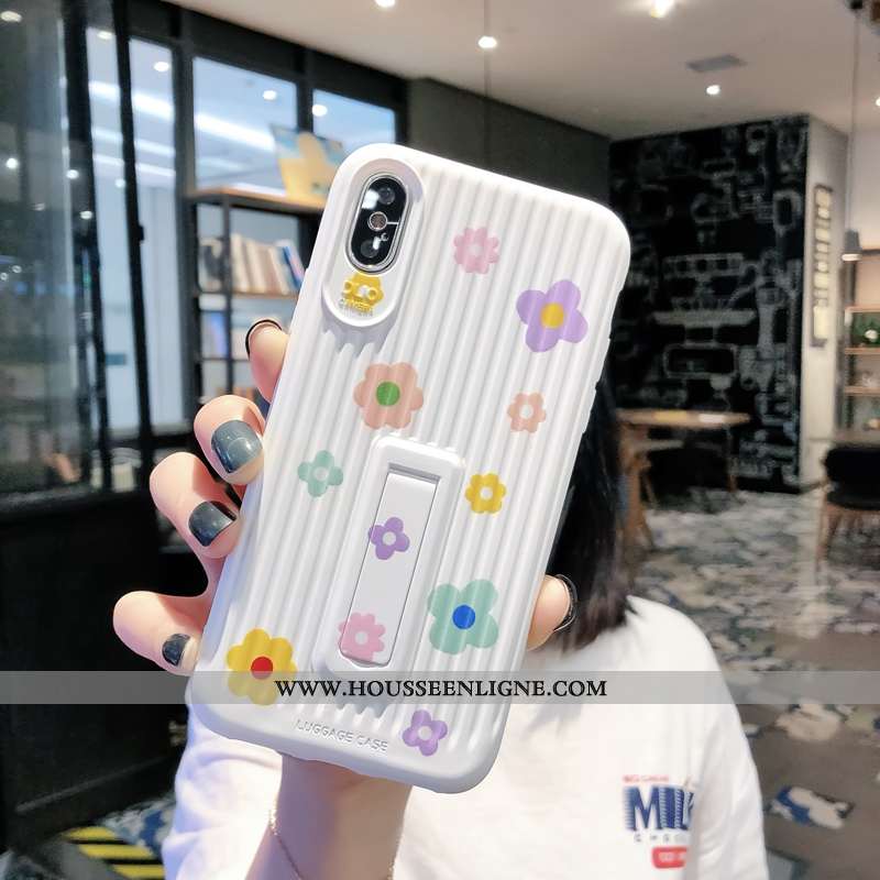 Coque iPhone Xs Modèle Fleurie Fluide Doux Support Incassable Dimensionnel Vert Créatif Verte
