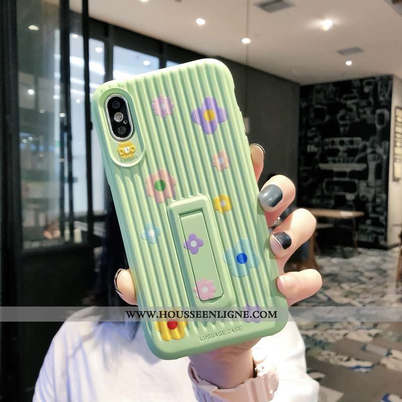 Coque iPhone Xs Modèle Fleurie Fluide Doux Support Incassable Dimensionnel Vert Créatif Verte