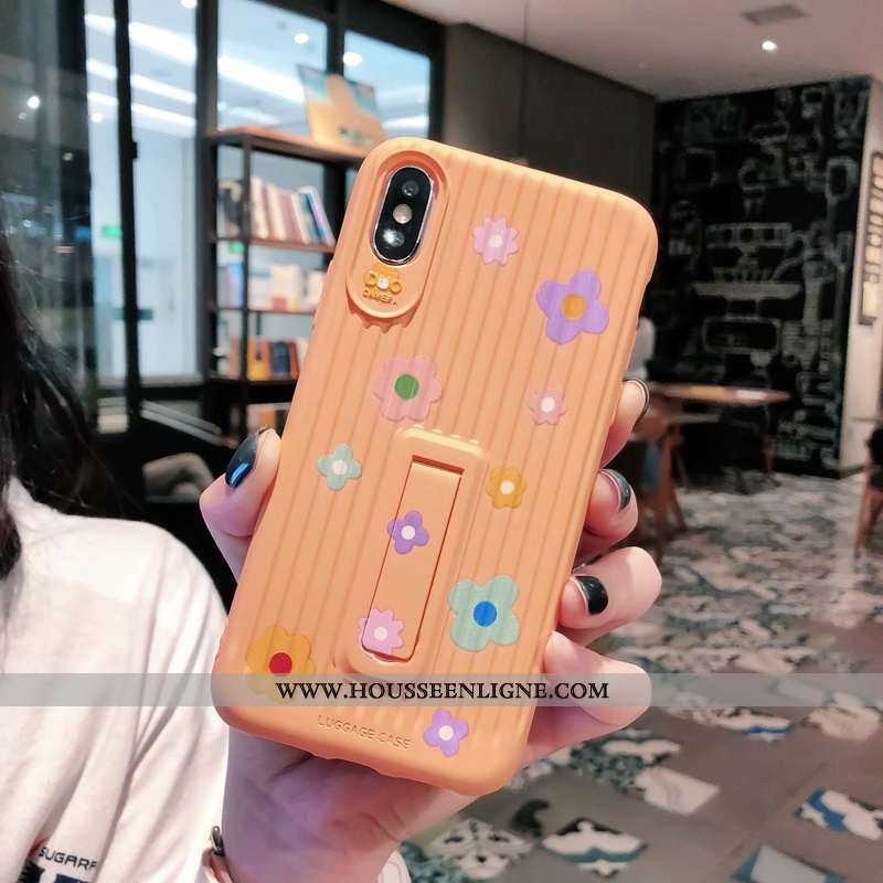 Coque iPhone Xs Modèle Fleurie Fluide Doux Support Incassable Dimensionnel Vert Créatif Verte