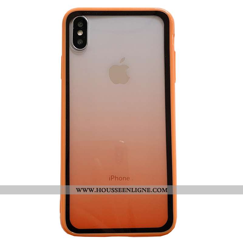 Coque iPhone Xs Personnalité Créatif Incassable Téléphone Portable Transparent Silicone Orange