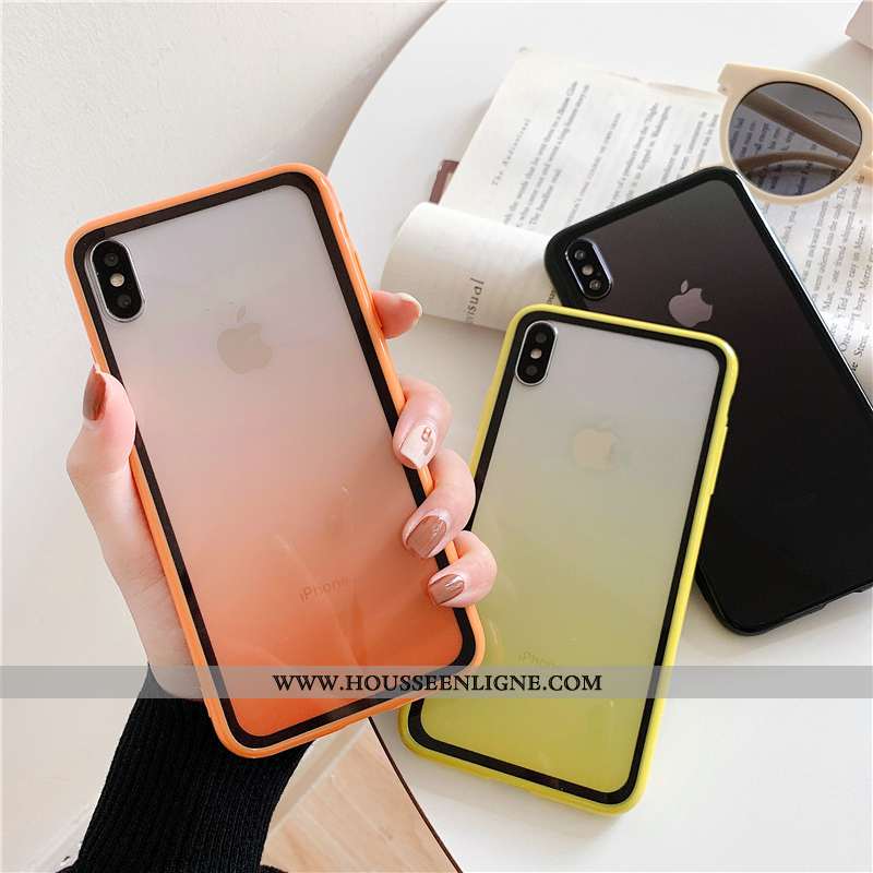 Coque iPhone Xs Personnalité Créatif Incassable Téléphone Portable Transparent Silicone Orange