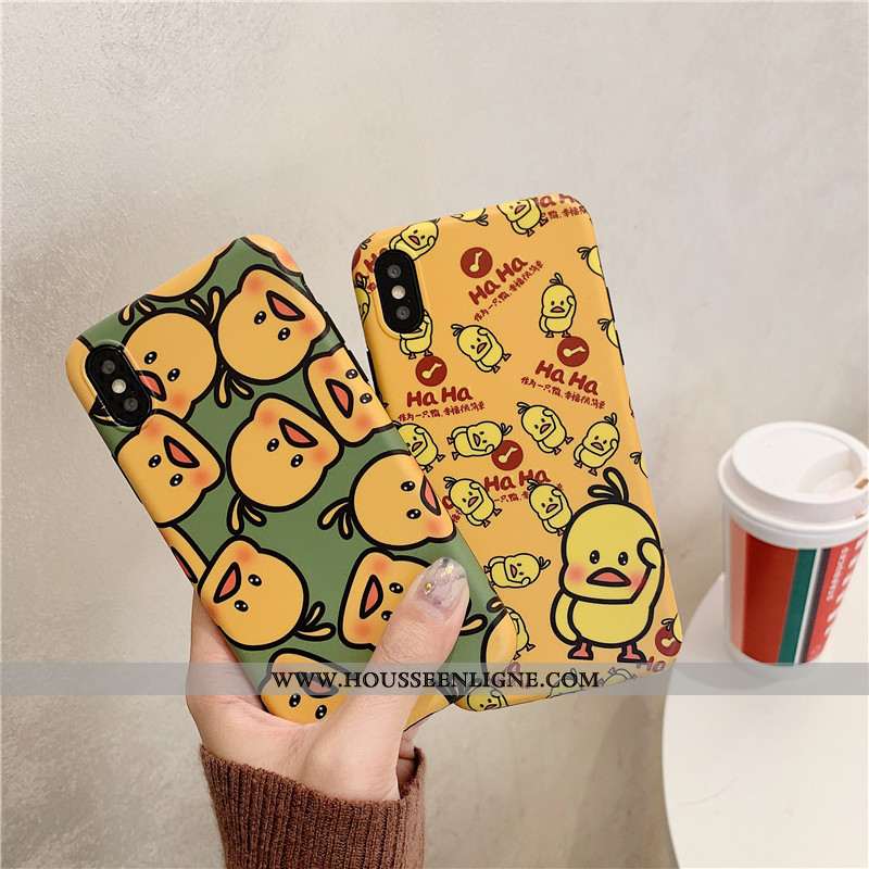 Coque iPhone Xs Silicone Dessin Animé Petit Tout Compris Étui Incassable Téléphone Portable Jaune