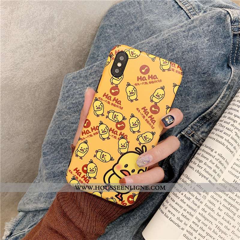 Coque iPhone Xs Silicone Dessin Animé Petit Tout Compris Étui Incassable Téléphone Portable Jaune