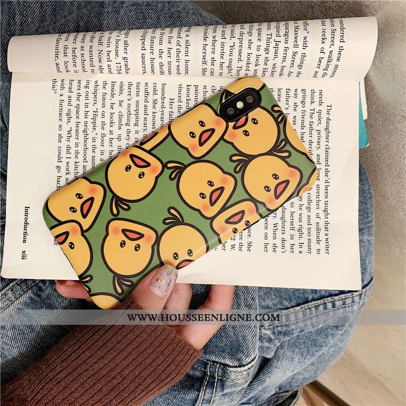 Coque iPhone Xs Silicone Dessin Animé Petit Tout Compris Étui Incassable Téléphone Portable Jaune