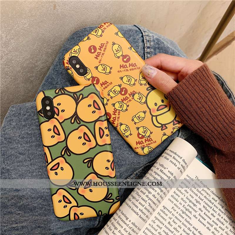 Coque iPhone Xs Silicone Dessin Animé Petit Tout Compris Étui Incassable Téléphone Portable Jaune