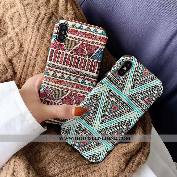 Coque iPhone Xs Tendance Créatif Téléphone Portable Losange Bleu Vent Incassable