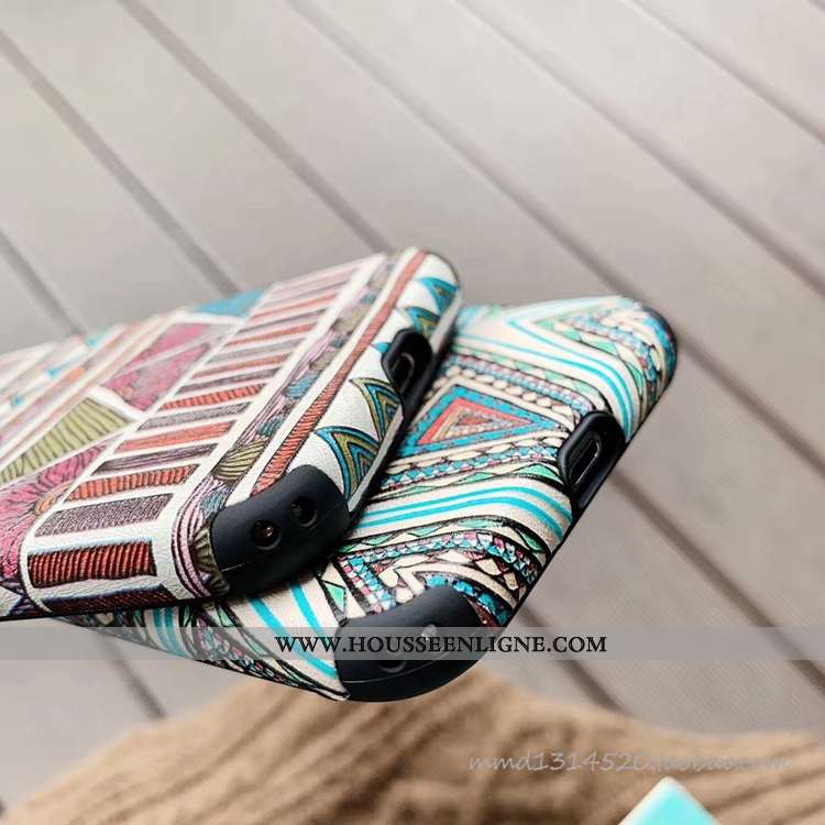 Coque iPhone Xs Tendance Créatif Téléphone Portable Losange Bleu Vent Incassable