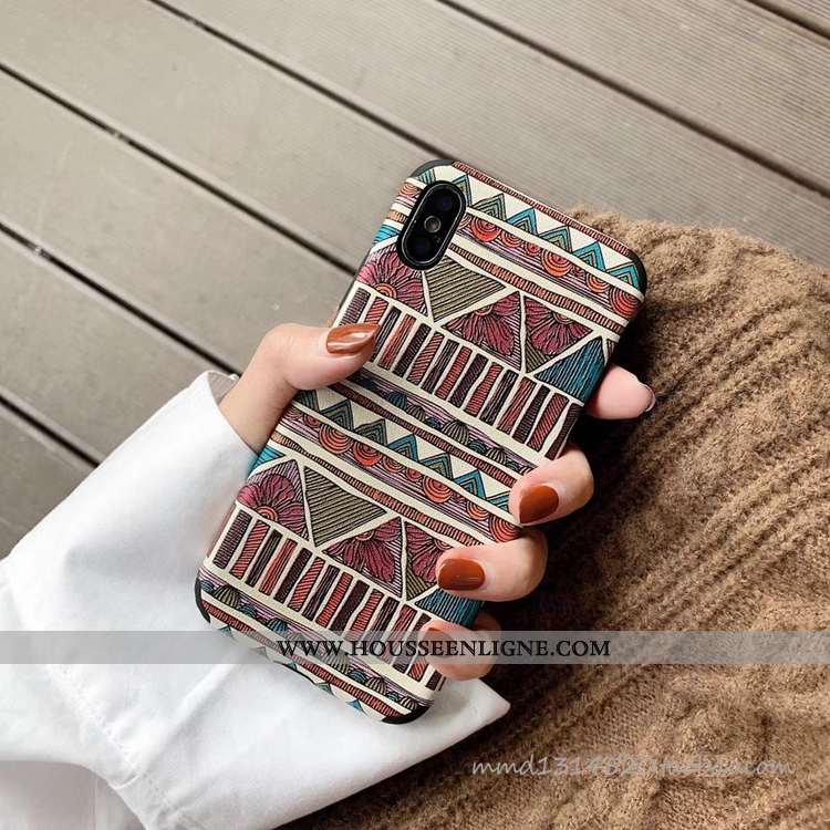 Coque iPhone Xs Tendance Créatif Téléphone Portable Losange Bleu Vent Incassable