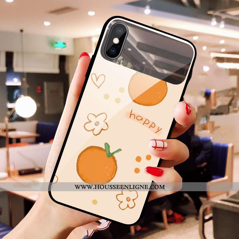 Coque iPhone Xs Verre Frais Cœur Maquillage Téléphone Portable Bovins Verte