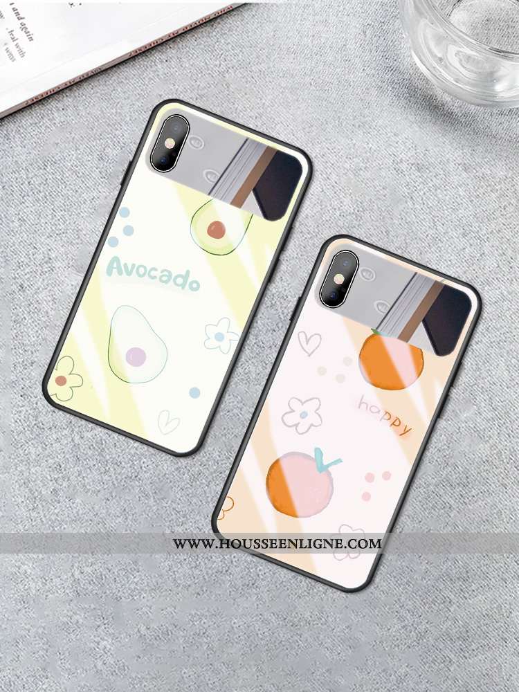 Coque iPhone Xs Verre Frais Cœur Maquillage Téléphone Portable Bovins Verte