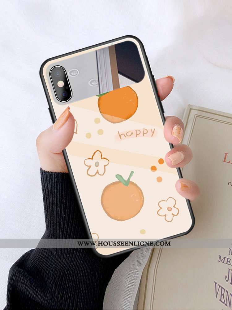Coque iPhone Xs Verre Frais Cœur Maquillage Téléphone Portable Bovins Verte