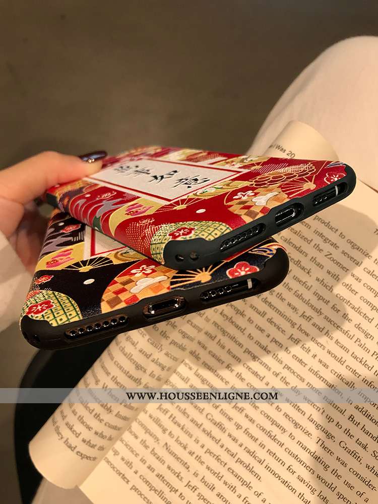 Coque iPhone Xs Vintage Modèle Fleurie Téléphone Portable Étui Soie Mulberry Créatif Incassable Noir