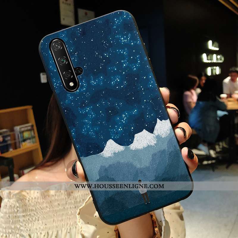 Housse Honor 20 Gaufrage Tendance Protection Tout Compris Personnalité Silicone Simple Bleu Foncé