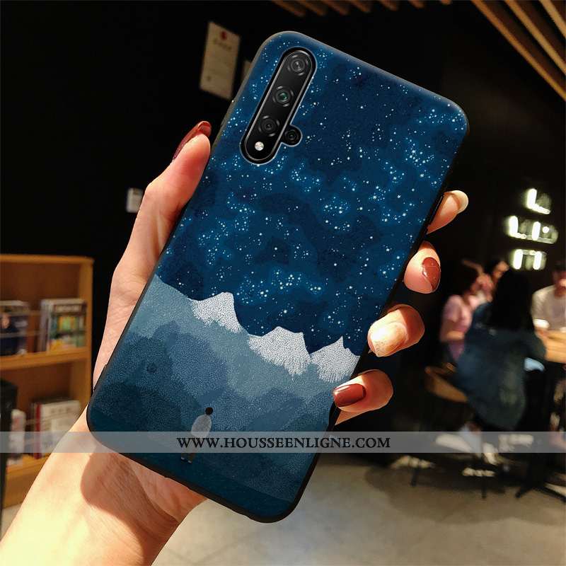 Housse Honor 20 Gaufrage Tendance Protection Tout Compris Personnalité Silicone Simple Bleu Foncé