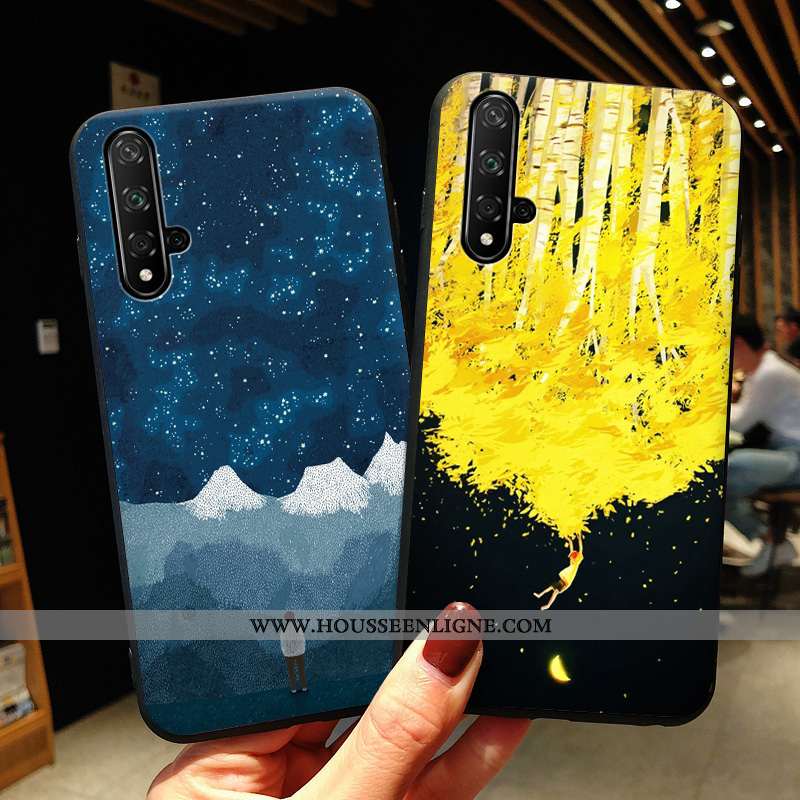 Housse Honor 20 Gaufrage Tendance Protection Tout Compris Personnalité Silicone Simple Bleu Foncé