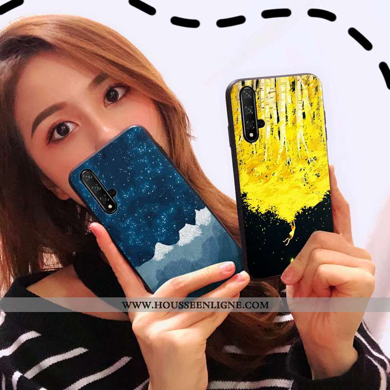 Housse Honor 20 Gaufrage Tendance Protection Tout Compris Personnalité Silicone Simple Bleu Foncé