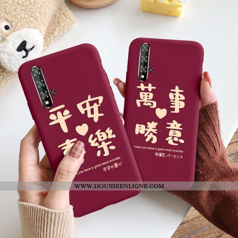 Housse Honor 20 Légère Fluide Doux Nouveau Simple Délavé En Daim Silicone Étui Rouge