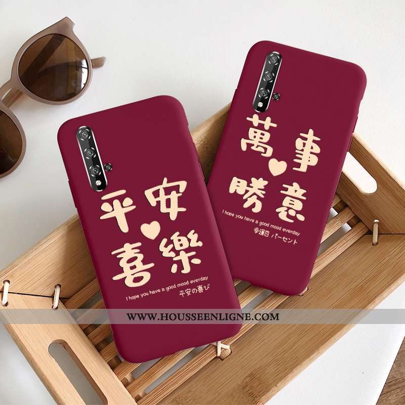 Housse Honor 20 Légère Fluide Doux Nouveau Simple Délavé En Daim Silicone Étui Rouge