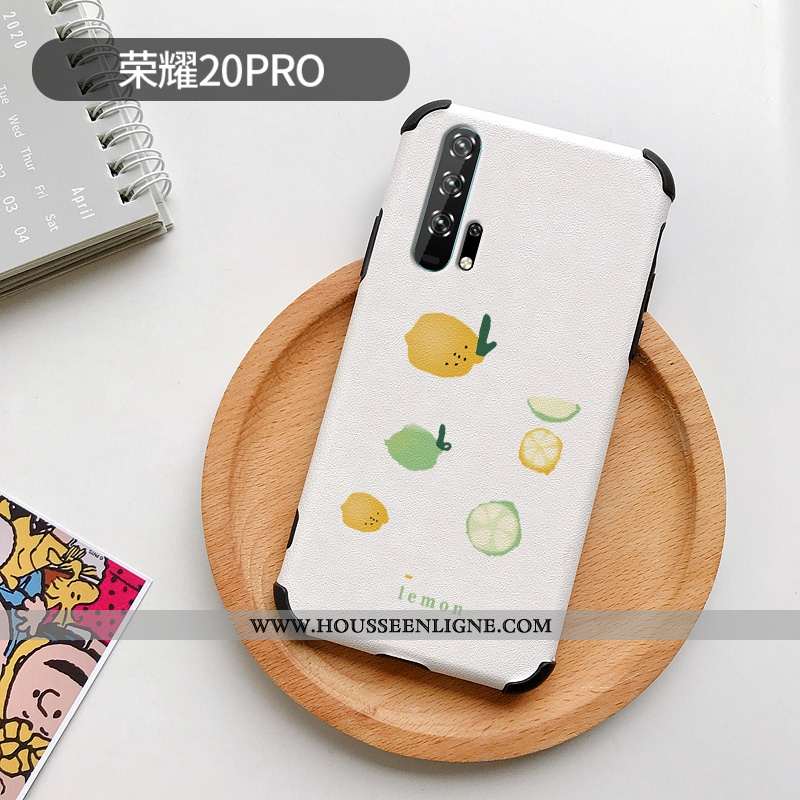 Housse Honor 20 Pro Modèle Fleurie Silicone Soie Mulberry Frais Citron Étui Petit Blanche
