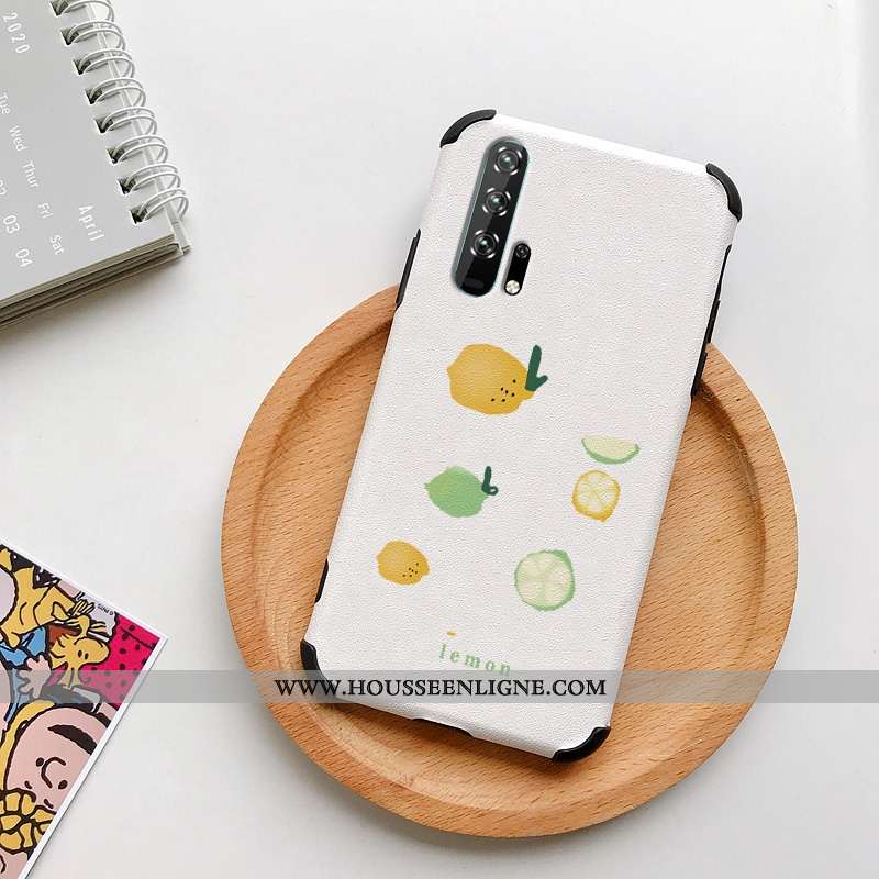 Housse Honor 20 Pro Modèle Fleurie Silicone Soie Mulberry Frais Citron Étui Petit Blanche